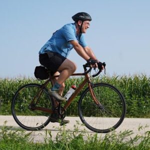 wooden bicycle rider